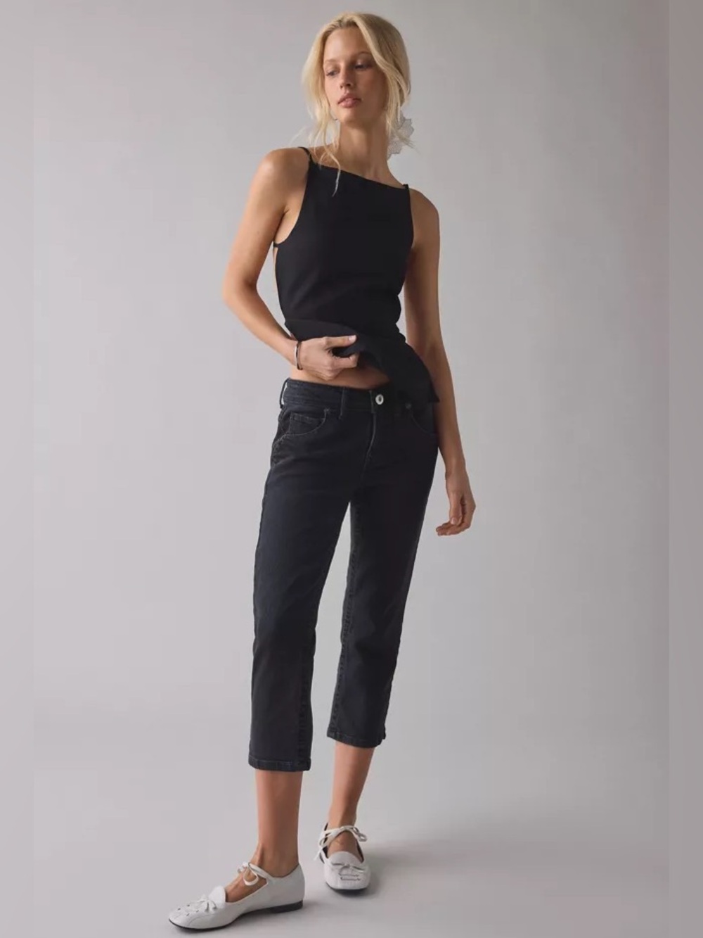 BDG Black Cropped Straight-Leg Jeans